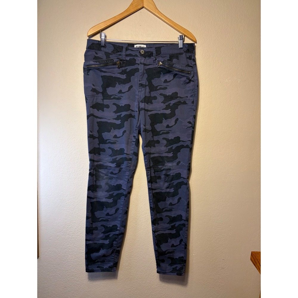 William Rast Blue Camo Skinny Utility Pants Moto Knee Sz 31 Camouflage Zip cargo